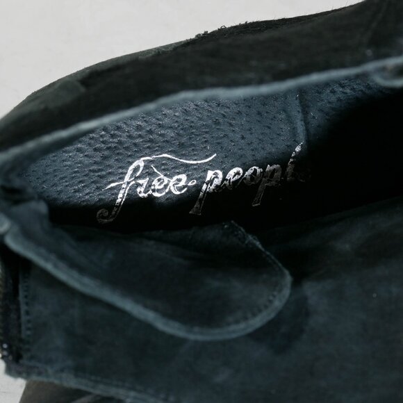 Free People Caldera Ankle Boot 37 Front Zip Black Calf Hair Suede Western - Picture 4 of 5